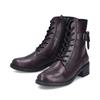 Rieker Strap Laced Ankle Boot Side Zip - Bordo